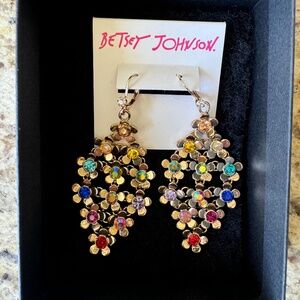 Betsey Johnson Love Fest Flower Chandelier Dangle Earrings